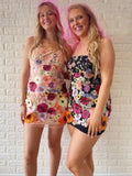 Sheath Spaghetti Straps 3D Flower Homecoming Dress