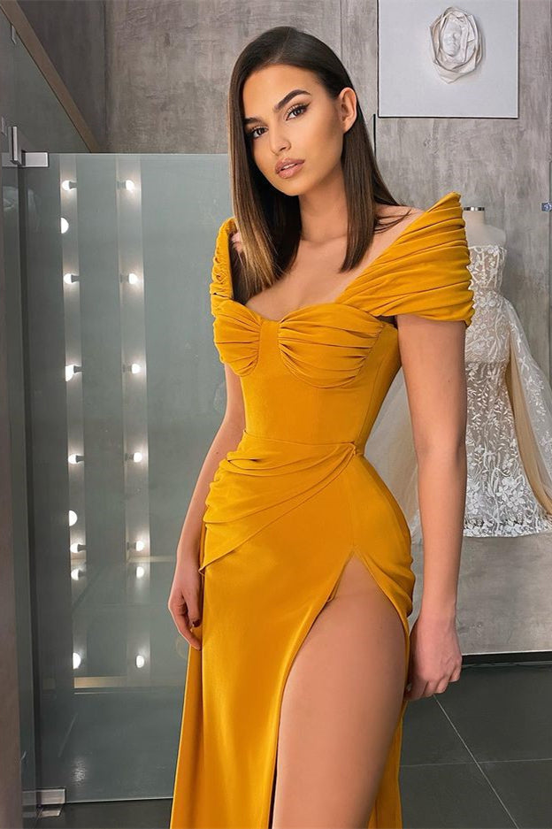 Off-the-Shoulder Mermaid Long Prom Dress with Slit