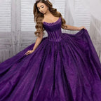 Starsync Customized Bright Quinceanera Dress Luxuly Pearl Sparkle bead Strapless shawl skirt Detachable bow sleeves Vestidos