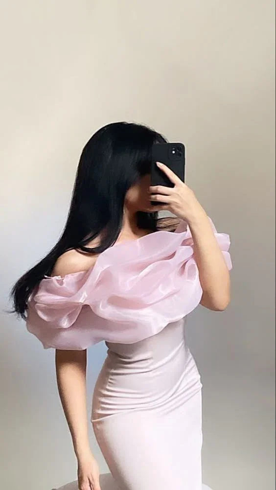 Pink Off The Shoulder Sheath Prom Dress Party Evening Dress Y7639