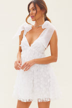 Blooming Love Floral Applique Tulle Organza Mini Dress