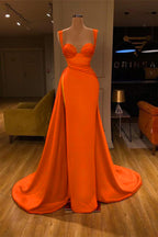 Stunning Long Sweetheart Mermaid Satin Prom Dresses with High Slit