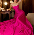 Fashion A Line Evening Dress Hot Pink Satin Prom Dress Y7717