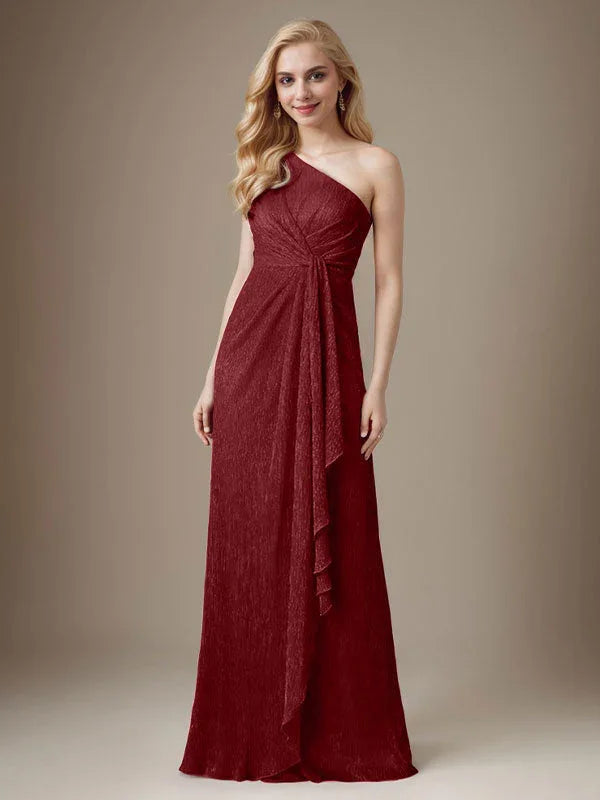 Ruby Sheath One Shoulder Metallic Mesh Dress Mother of the Bride Dress