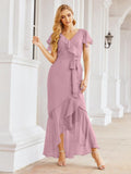 Ruffled Bridesmaid Dresses Mermaid Formal Violin Evening Party Prom Gowns 28042