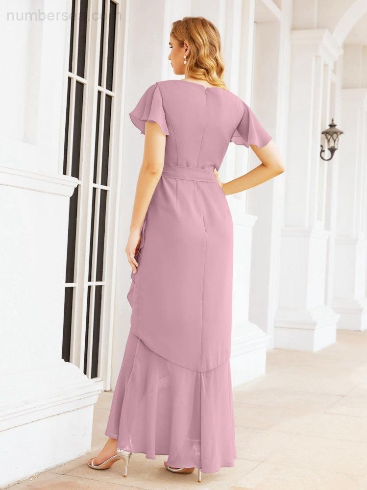 Ruffled Bridesmaid Dresses Mermaid Formal Violin Evening Party Prom Gowns 28042