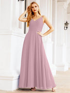 Spaghetti Strap Bridesmaid Dresses V Neck Butterfly Back Fromal Evening Party Prom Gown 28036