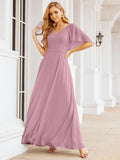 Bridesmaid Dresses for Wedding Formal Evening Party Prom Gown with Cape 28050