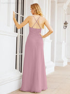 Halter Bridesmaid Dresses with Pockets Sleeveless Formal Evening Party Prom Gowns  28055