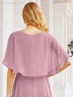 Bridesmaid Dresses for Wedding Formal Evening Party Prom Gown with Cape 28050