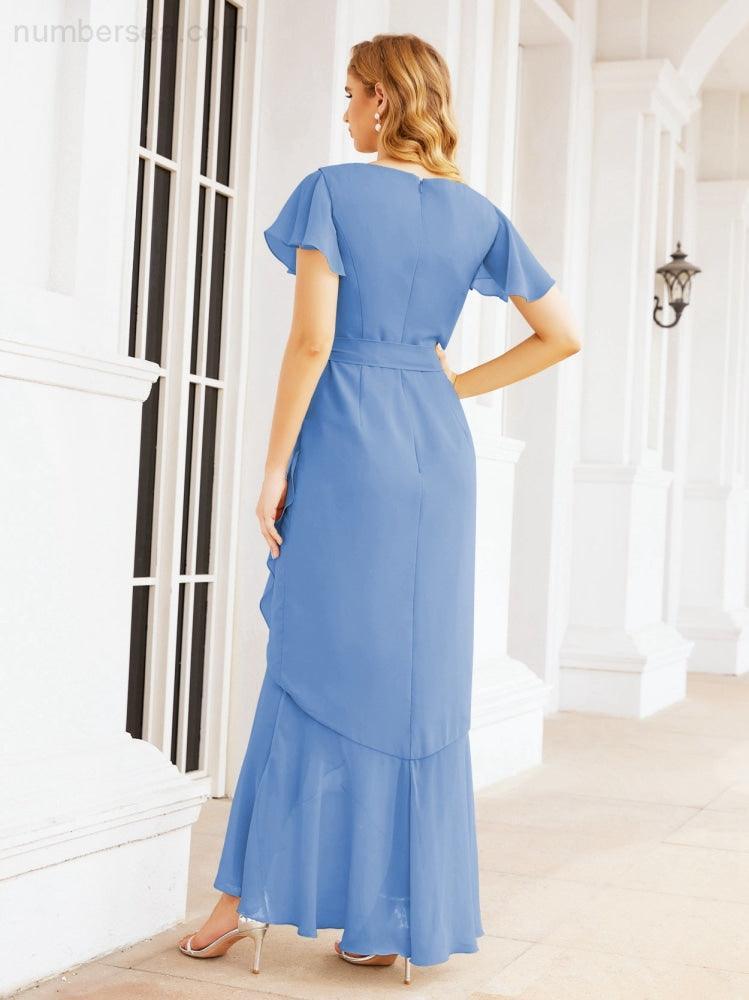 Ruffled Bridesmaid Dresses Mermaid Formal Violin Evening Party Prom Gowns 28042