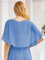 Bridesmaid Dresses for Wedding Formal Evening Party Prom Gown with Cape 28050