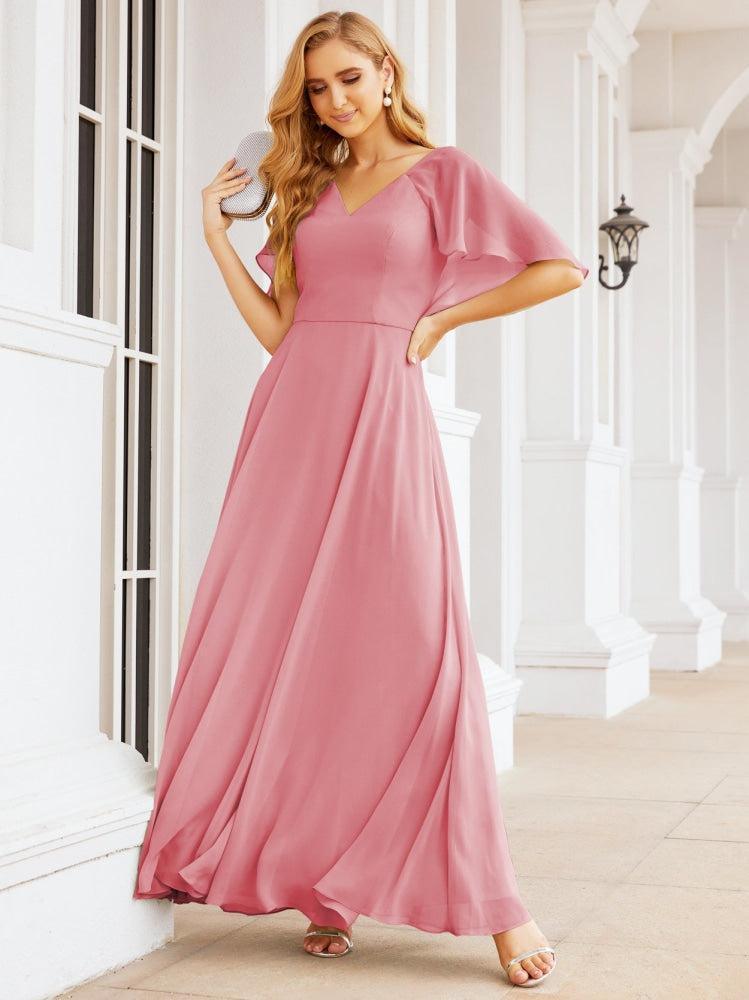 Bridesmaid Dresses for Wedding Formal Evening Party Prom Gown with Cape 28050