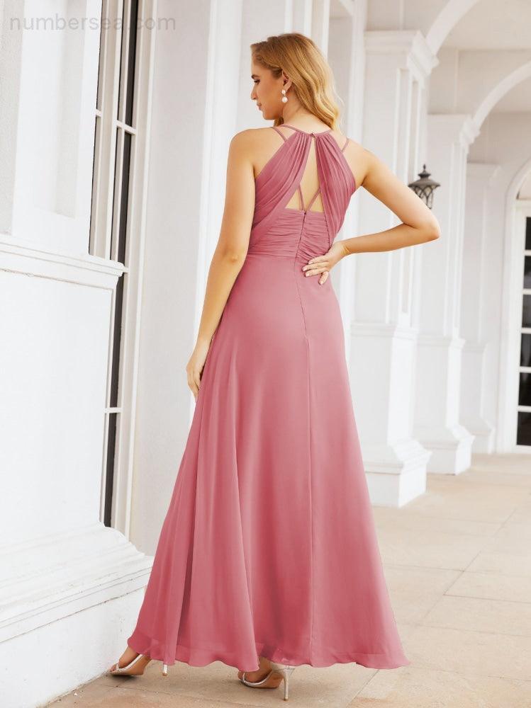 Double Spaghetti Straps Bridesmaid Dresses for Women Long Formal Party Dress Side Split 28051
