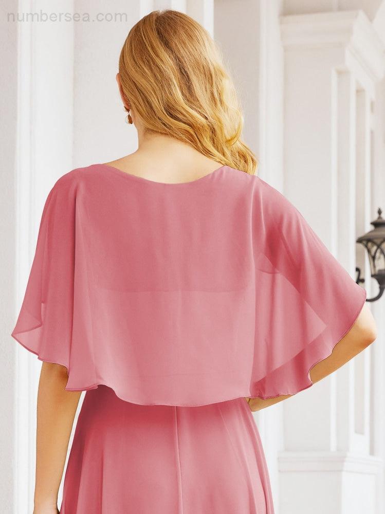 Bridesmaid Dresses for Wedding Formal Evening Party Prom Gown with Cape 28050