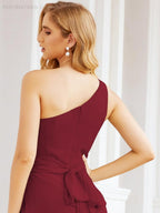 One Shoulder Bridesmaid Dresses Long Formal Prom Gowns 28048