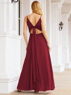 Spaghetti Strap Bridesmaid Dresses V Neck Butterfly Back Fromal Evening Party Prom Gown 28036
