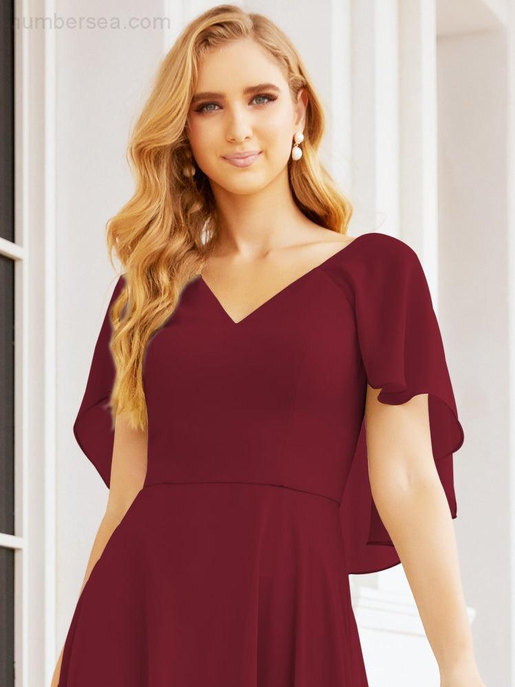 Bridesmaid Dresses for Wedding Formal Evening Party Prom Gown with Cape 28050