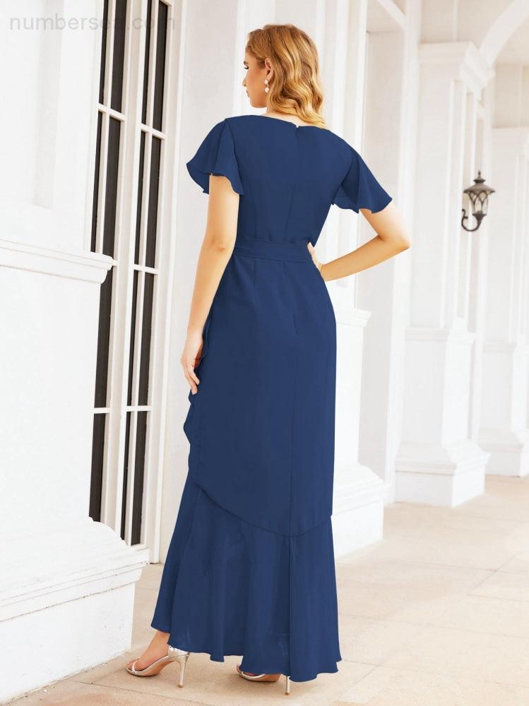 Ruffled Bridesmaid Dresses Mermaid Formal Violin Evening Party Prom Gowns 28042