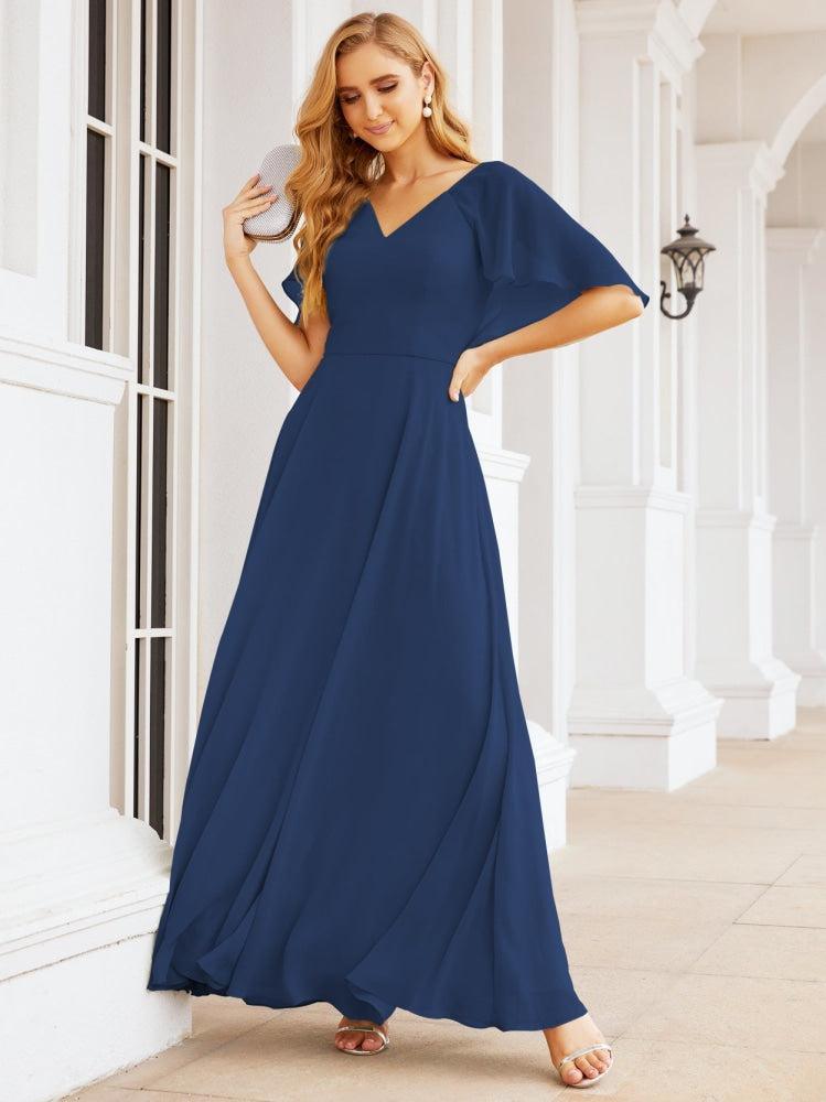 Bridesmaid Dresses for Wedding Formal Evening Party Prom Gown with Cape 28050