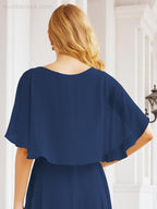 Bridesmaid Dresses for Wedding Formal Evening Party Prom Gown with Cape 28050