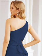 One Shoulder Bridesmaid Dresses Long Formal Prom Gowns 28048