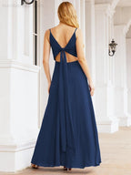 Spaghetti Strap Bridesmaid Dresses V Neck Butterfly Back Fromal Evening Party Prom Gown 28036