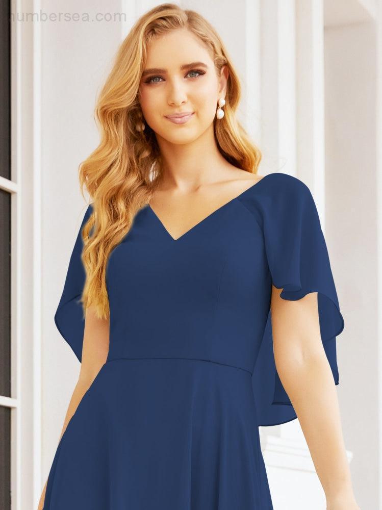 Bridesmaid Dresses for Wedding Formal Evening Party Prom Gown with Cape 28050