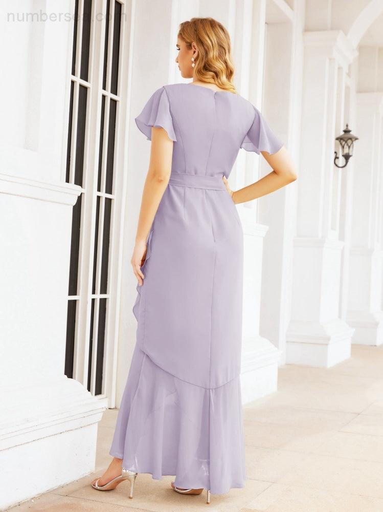 Ruffled Bridesmaid Dresses Mermaid Formal Violin Evening Party Prom Gowns 28042