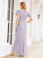 Ruffled Bridesmaid Dresses Mermaid Formal Violin Evening Party Prom Gowns 28042