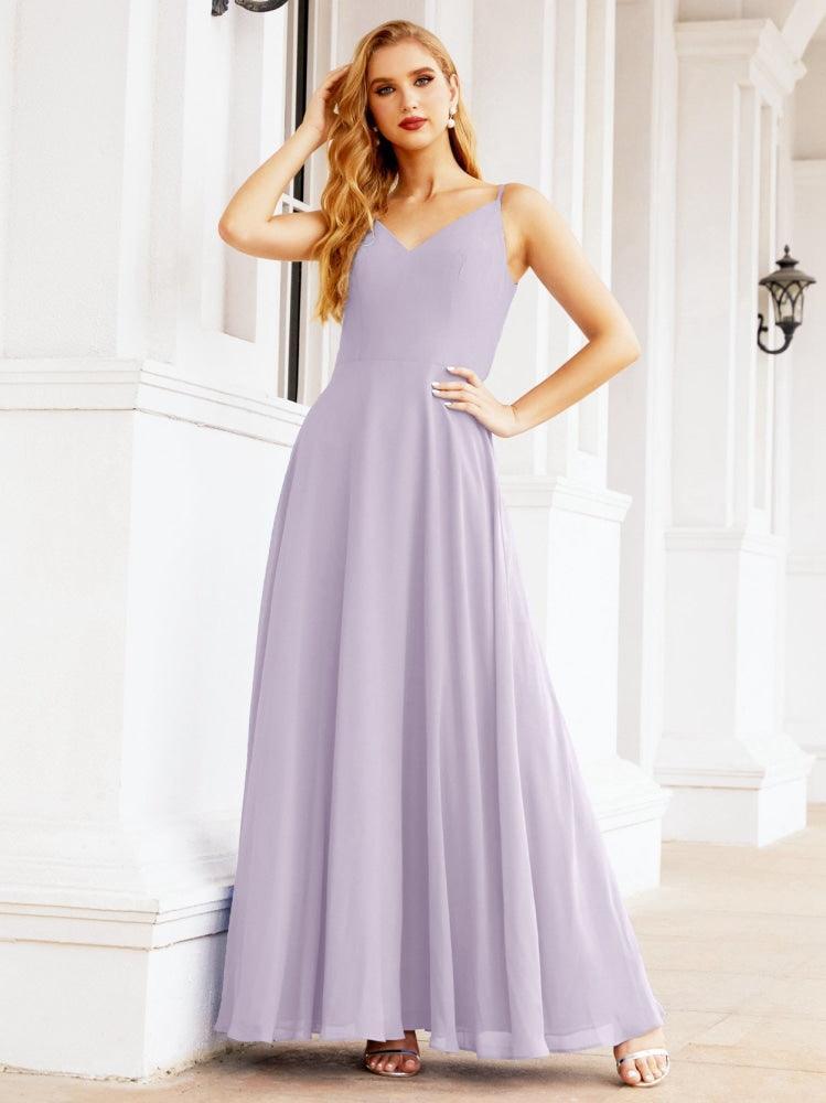 Spaghetti Strap Bridesmaid Dresses V Neck Butterfly Back Fromal Evening Party Prom Gown 28036