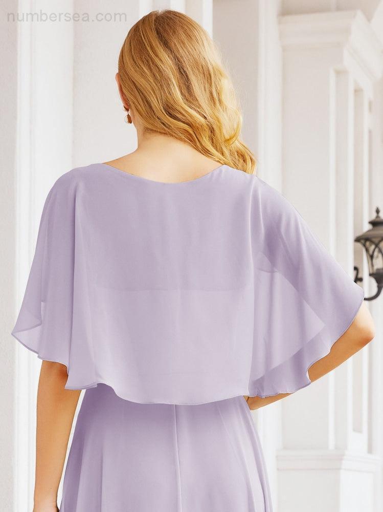 Bridesmaid Dresses for Wedding Formal Evening Party Prom Gown with Cape 28050