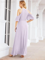 Cold Shoulder Bridesmaid Dresses A-Line Long Formal Evening Gowns 28074