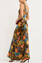 Forever Mine Satin Exclusive Botanical Print Slip Maxi Dress