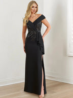 Sheath/Column V-Neck Floor-Length Mother of the Bride Dresses