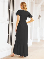 Ruffled Bridesmaid Dresses Mermaid Formal Violin Evening Party Prom Gowns 28042