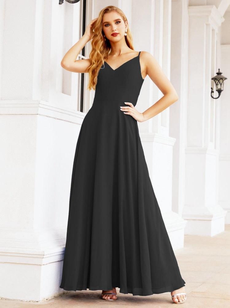 Spaghetti Strap Bridesmaid Dresses V Neck Butterfly Back Fromal Evening Party Prom Gown 28036