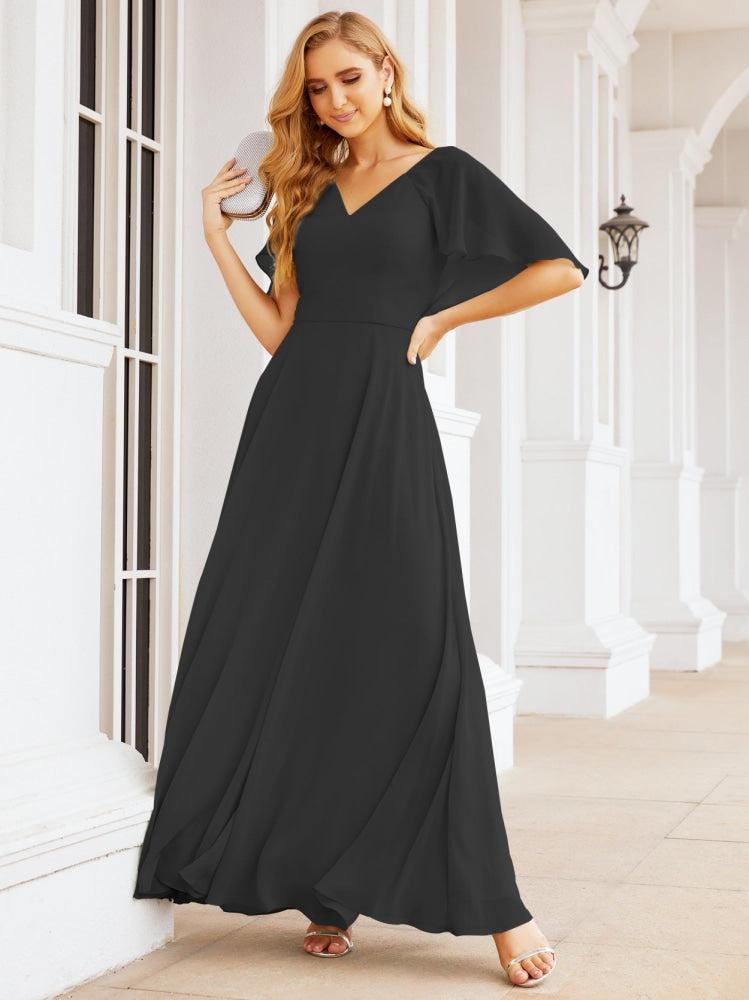 Bridesmaid Dresses for Wedding Formal Evening Party Prom Gown with Cape 28050
