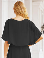 Bridesmaid Dresses for Wedding Formal Evening Party Prom Gown with Cape 28050