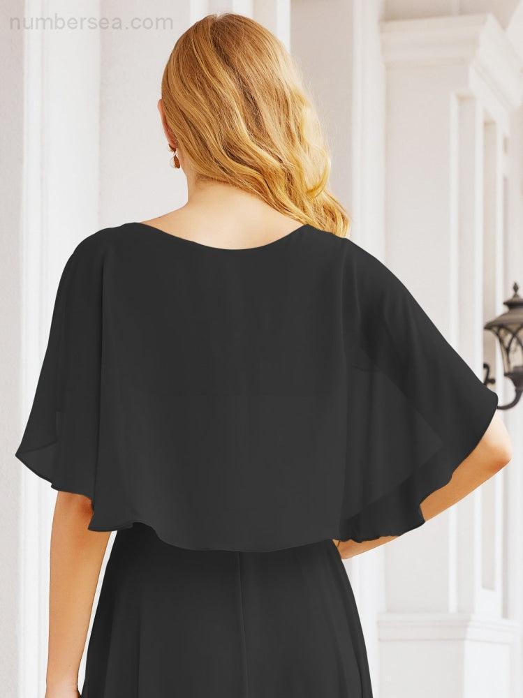Bridesmaid Dresses for Wedding Formal Evening Party Prom Gown with Cape 28050