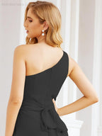 One Shoulder Bridesmaid Dresses Long Formal Prom Gowns 28048