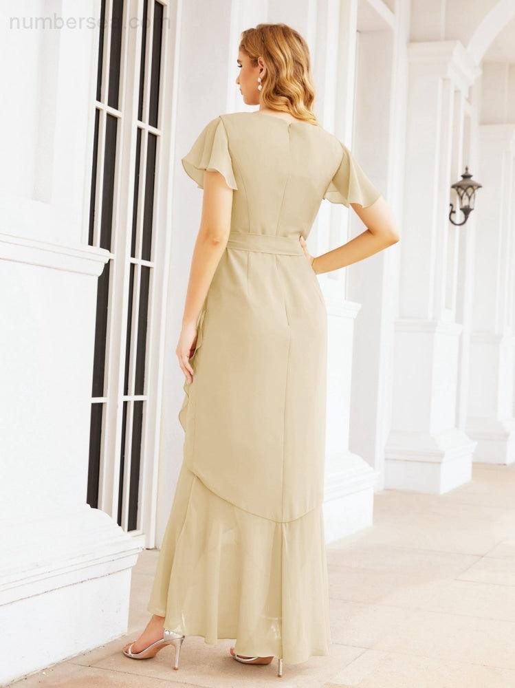 Ruffled Bridesmaid Dresses Mermaid Formal Violin Evening Party Prom Gowns 28042