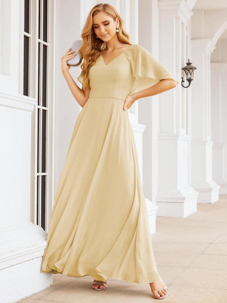 Bridesmaid Dresses for Wedding Formal Evening Party Prom Gown with Cape 28050
