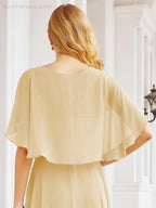 Bridesmaid Dresses for Wedding Formal Evening Party Prom Gown with Cape 28050