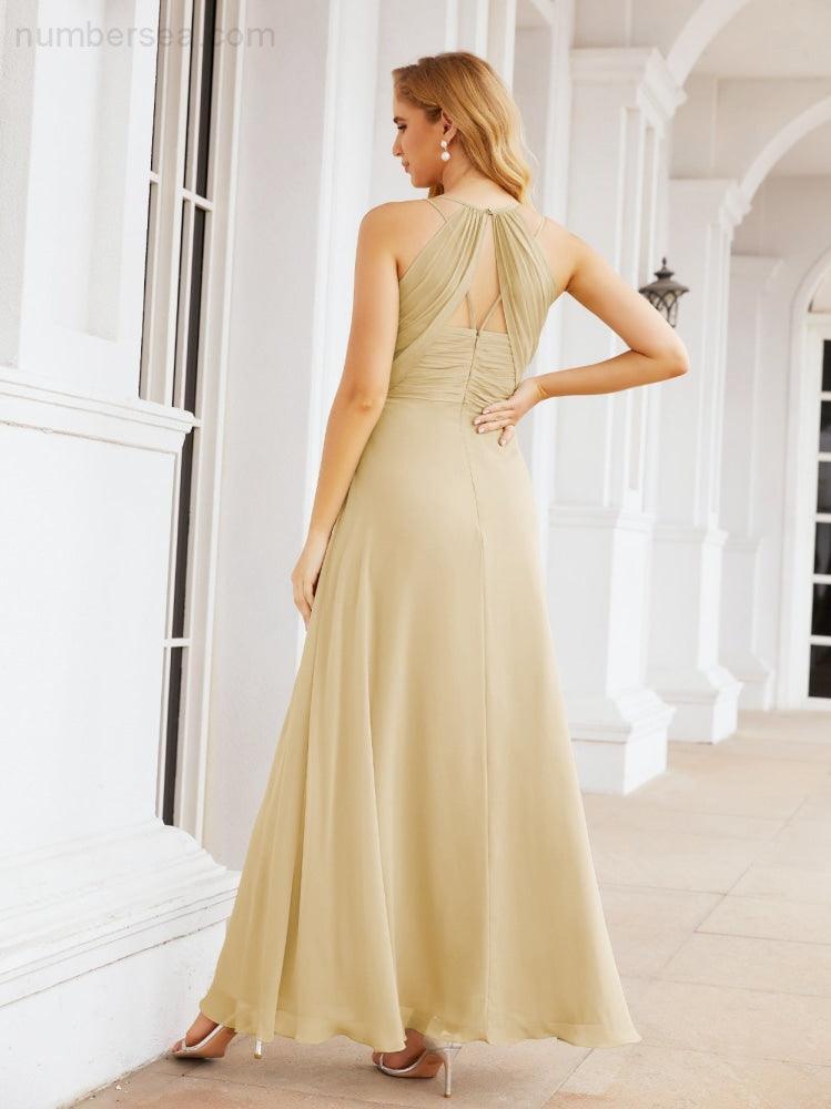 Double Spaghetti Straps Bridesmaid Dresses for Women Long Formal Party Dress Side Split 28051