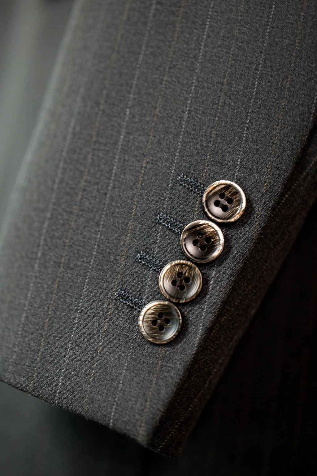Three Piece Pinstripe Wool Suit With Waistcoat And Notched Lapel Tailored Fit