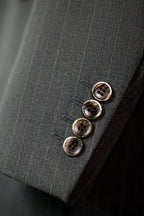 Three Piece Pinstripe Wool Suit With Waistcoat And Notched Lapel Tailored Fit