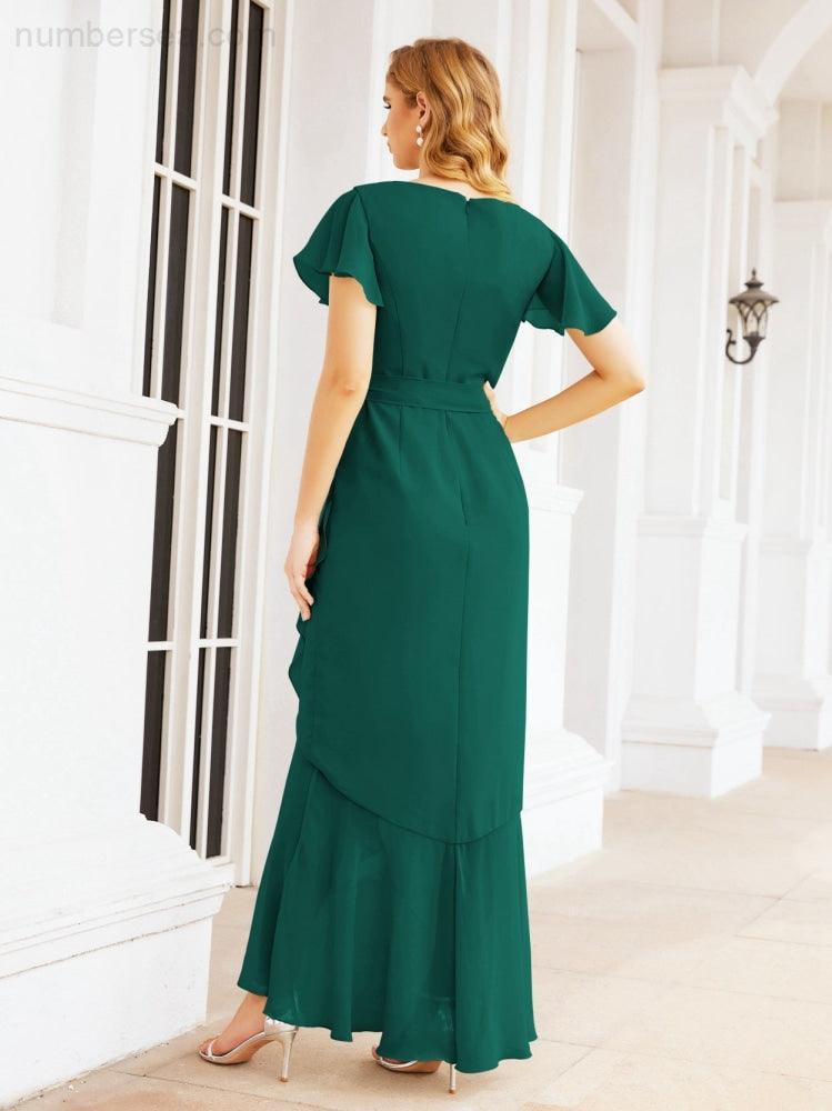 Ruffled Bridesmaid Dresses Mermaid Formal Violin Evening Party Prom Gowns 28042
