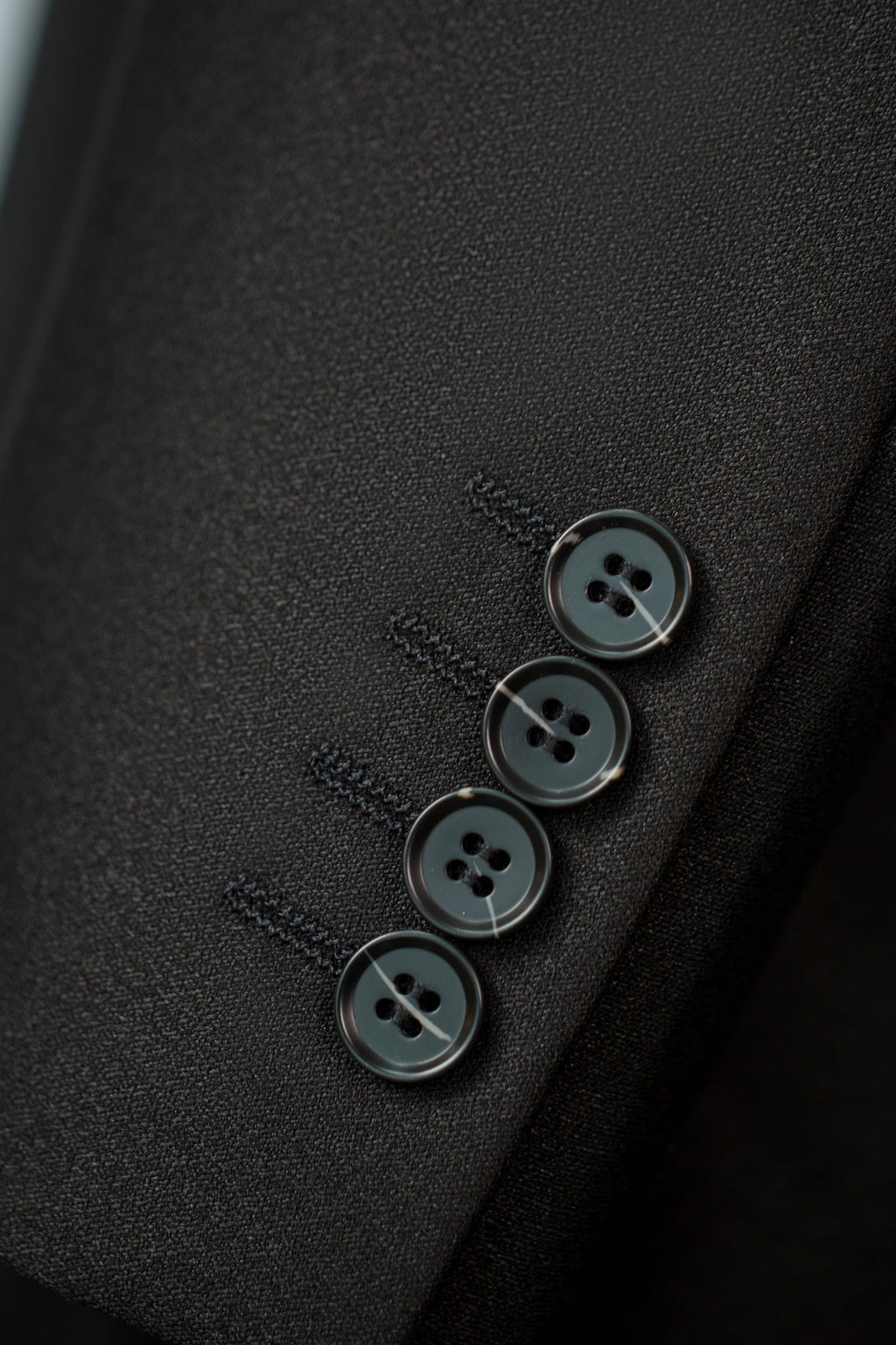 Double Breasted Black Wool Tuxedo Peak Lapels Six Button Classic Tailored Groom