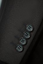 Double Breasted Black Wool Tuxedo Peak Lapels Six Button Classic Tailored Groom